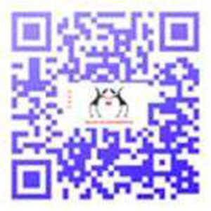 Código QR morado con un pequeño logotipo de pingüino en el centro.