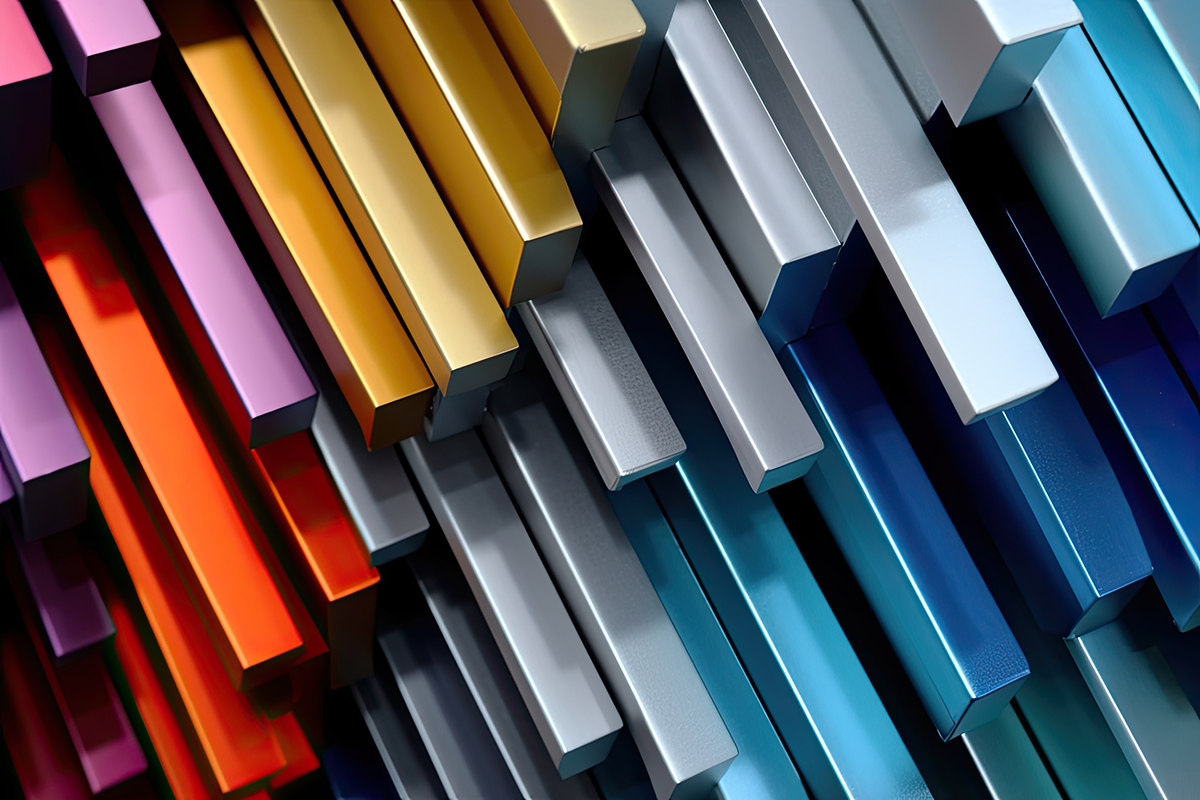 Des pièces d'aluminium colorées