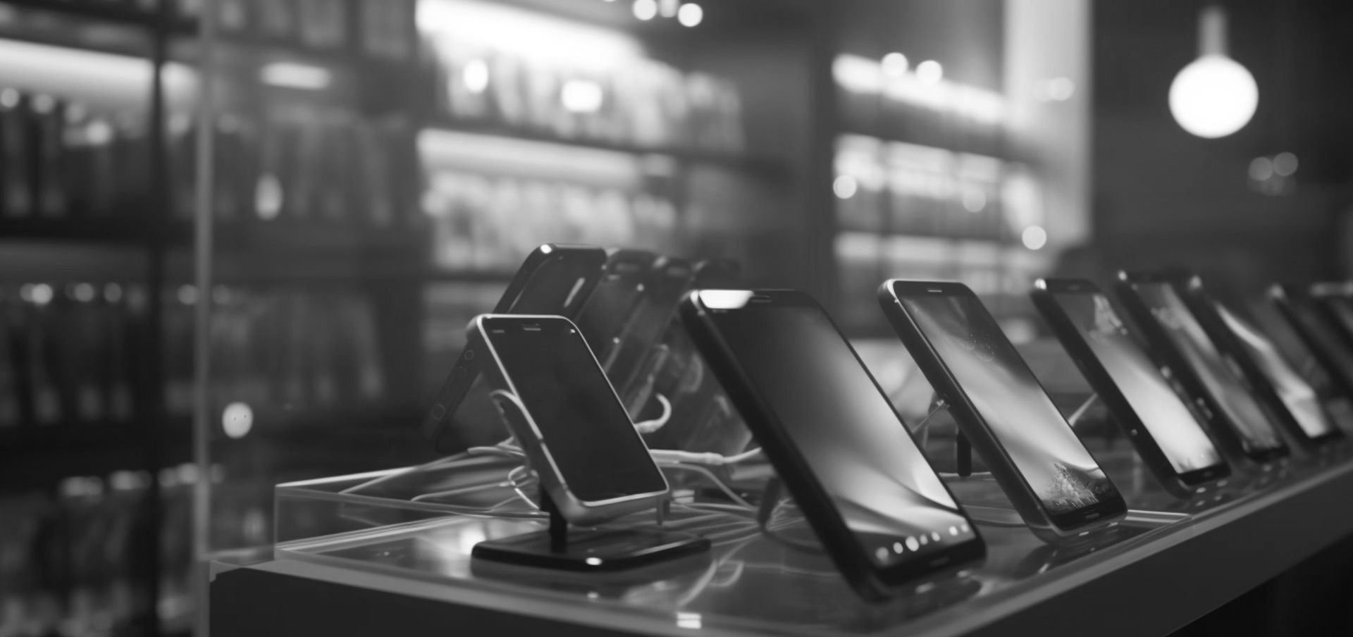 Plusieurs téléphones alignés