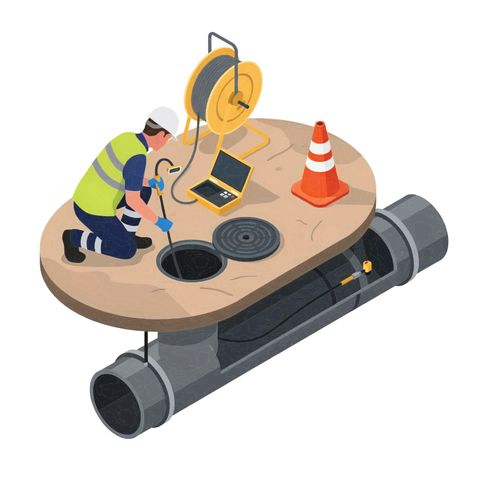 Un ouvrier inspecte une canalisation.