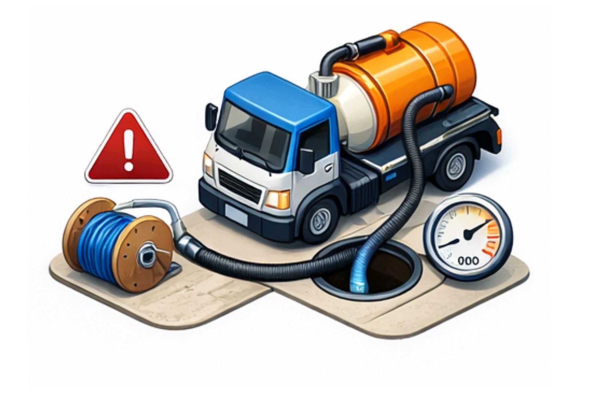 Un camion et une bouche d'égoût.