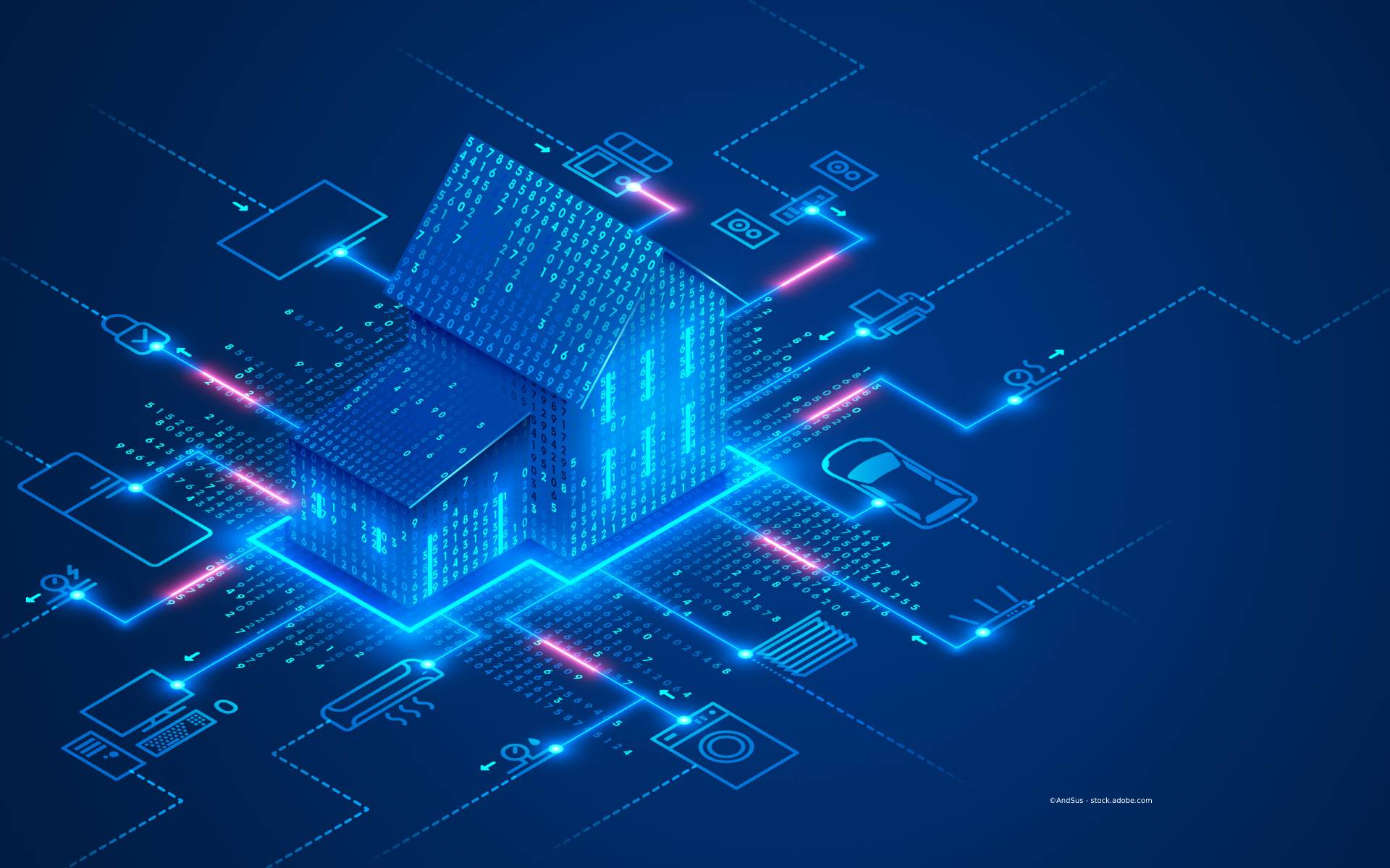 Frau bedient SmartHome Interface