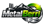 Logotipo de MetalBerri con texto negro y verde, pico de monta&ntilde;a e icono de flecha circular.