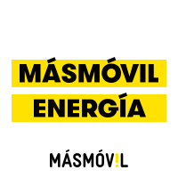 El logotipo de Masmovil Energía es amarillo y negro.
