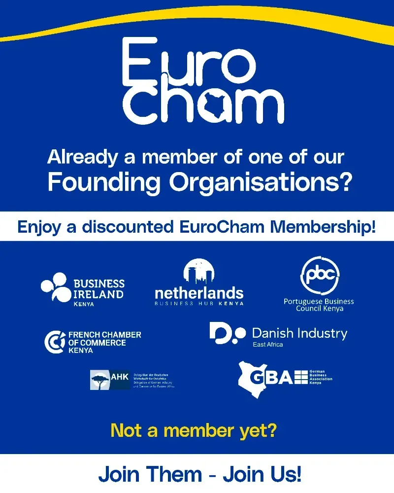 A blue sign that says eurocham already a member of one of our founding organisations