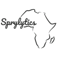 A black and white logo for spraylytics with a map of africa.