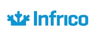 El logotipo de Infrico es azul y tiene una corona.