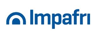 Un logotipo azul y blanco para una empresa llamada Impafri.