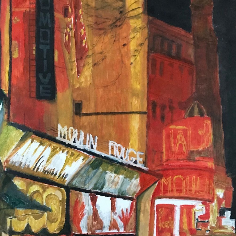 Un cuadro del Moulin Rouge de noche