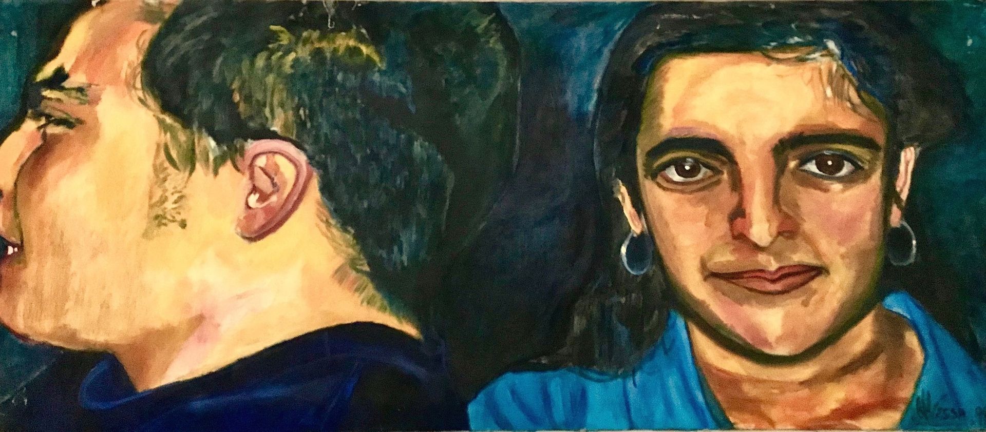 Un cuadro de un hombre y una mujer mirándose.