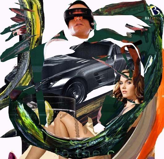 Un collage de un hombre y una mujer con un coche al fondo.