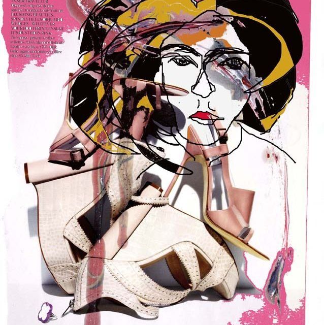 Un dibujo de la cara de una mujer con un fondo rosa.