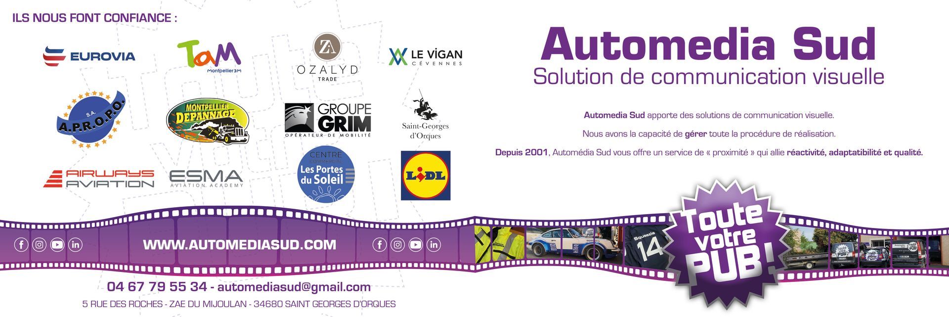 Bannière AUTOMEDIA SUD avec plusieurs logos.