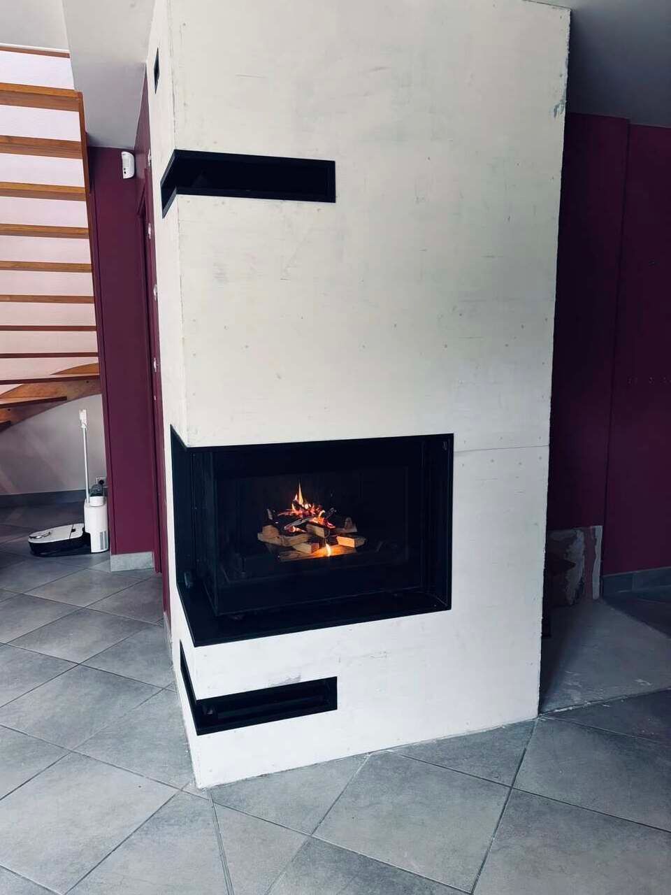 Cheminée avec insert.