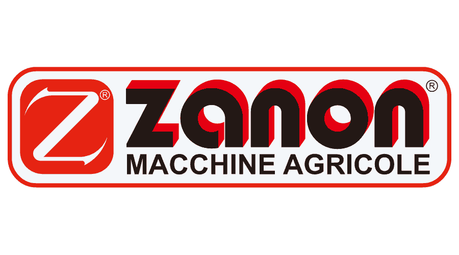 Logotipo de Zanon: Texto rojo y negro sobre fondo blanco, 