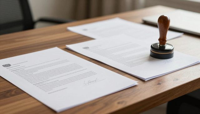 Sello con papeles de documentación legal