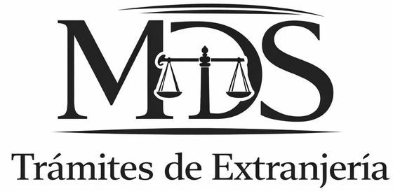 Logo with the letters MDS and a scale symbol, with the text "Tr&aacute;mites de Extranjer&iacute;a" below.