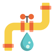 Un tubo amarillo del que sale una gota de agua.