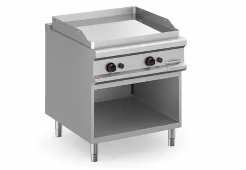 Plancha de gas industrial de acero inoxidable con superficie de cocción plana 