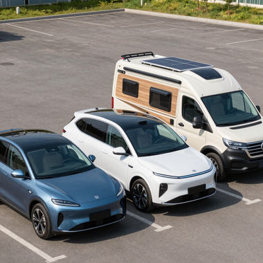 Deux voitures avec un camping-car.