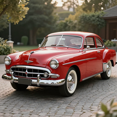Une voiture de collection rouge.
