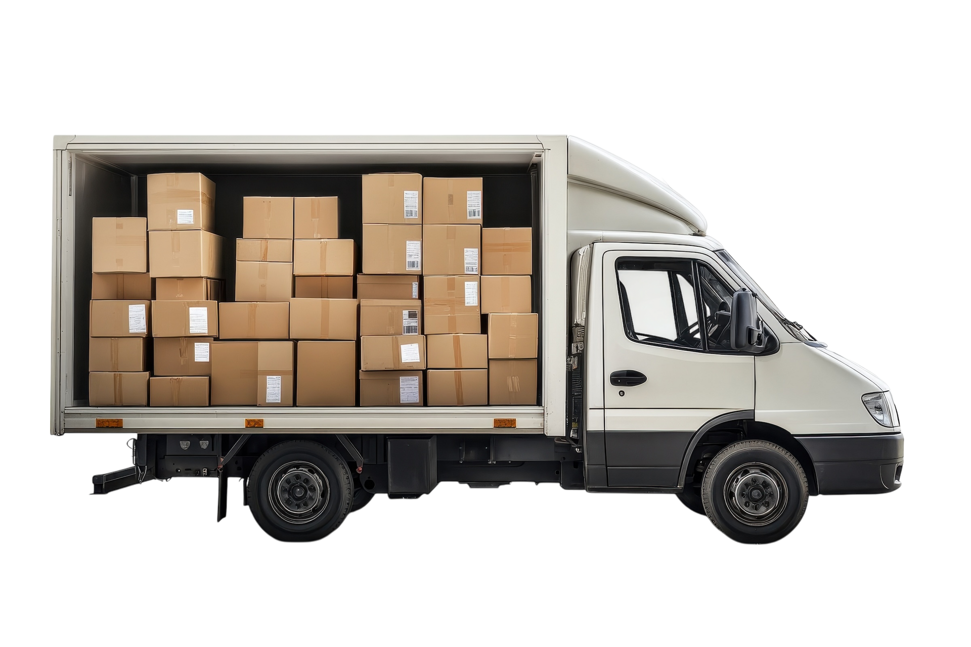 Cartons dans un camion 