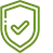 Un icono de escudo verde claro con una marca de verificación blanca en el centro, que simboliza seguridad o verificación.