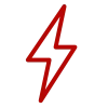 Ein rotes Blitzsymbol auf weißem Hintergrund.