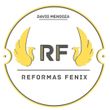 Logotipo circular con "RF" en el centro, flanqueado por alas amarillas. Textos "David Mendoza" y "Reformas F&eacute;nix".
