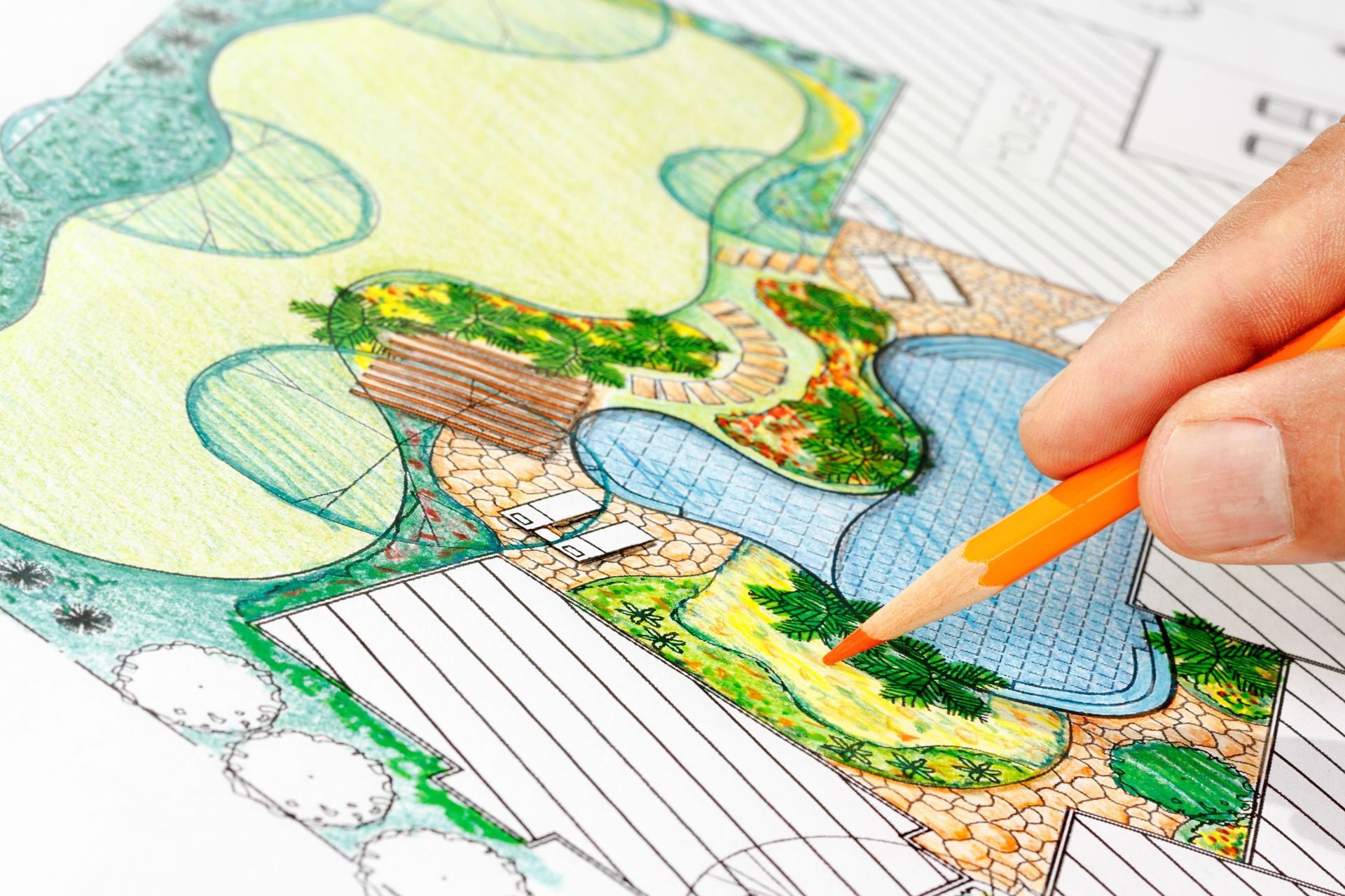 Plan de jardin conçu par un architecte-paysagiste pour une villa