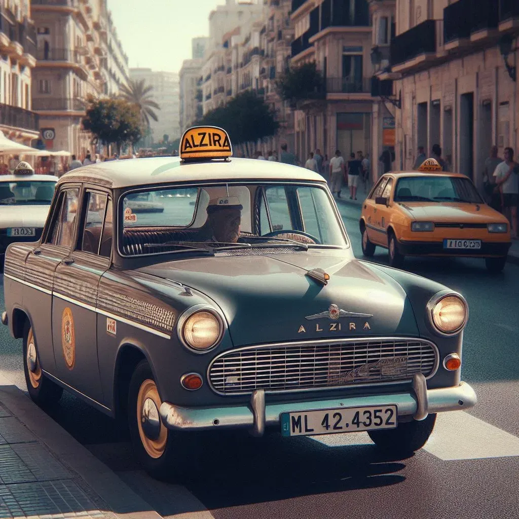 Un taxi Alzira circula por una calle de la ciudad.