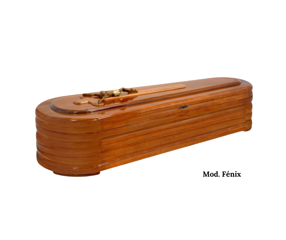 Un ataúd de madera con una cruz encima.