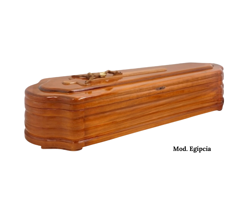 Un ataúd de madera con una cruz encima.