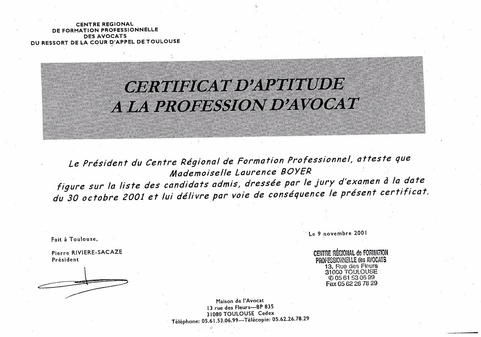Certificat d'aptitude à la profession d'Avocat