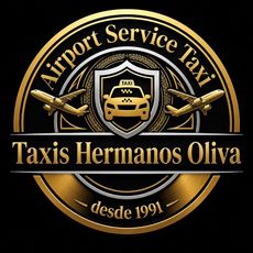 Un cartel amarillo que dice taxis hermanos oliva.