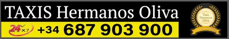 Un cartel amarillo que dice taxis hermanos oliva.