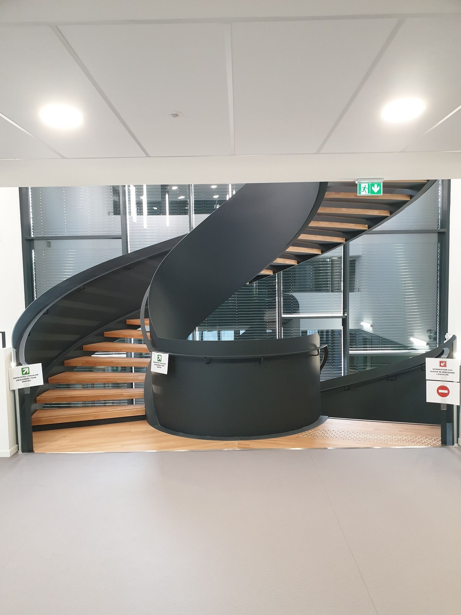 Escalier en colimaçon noir et bois