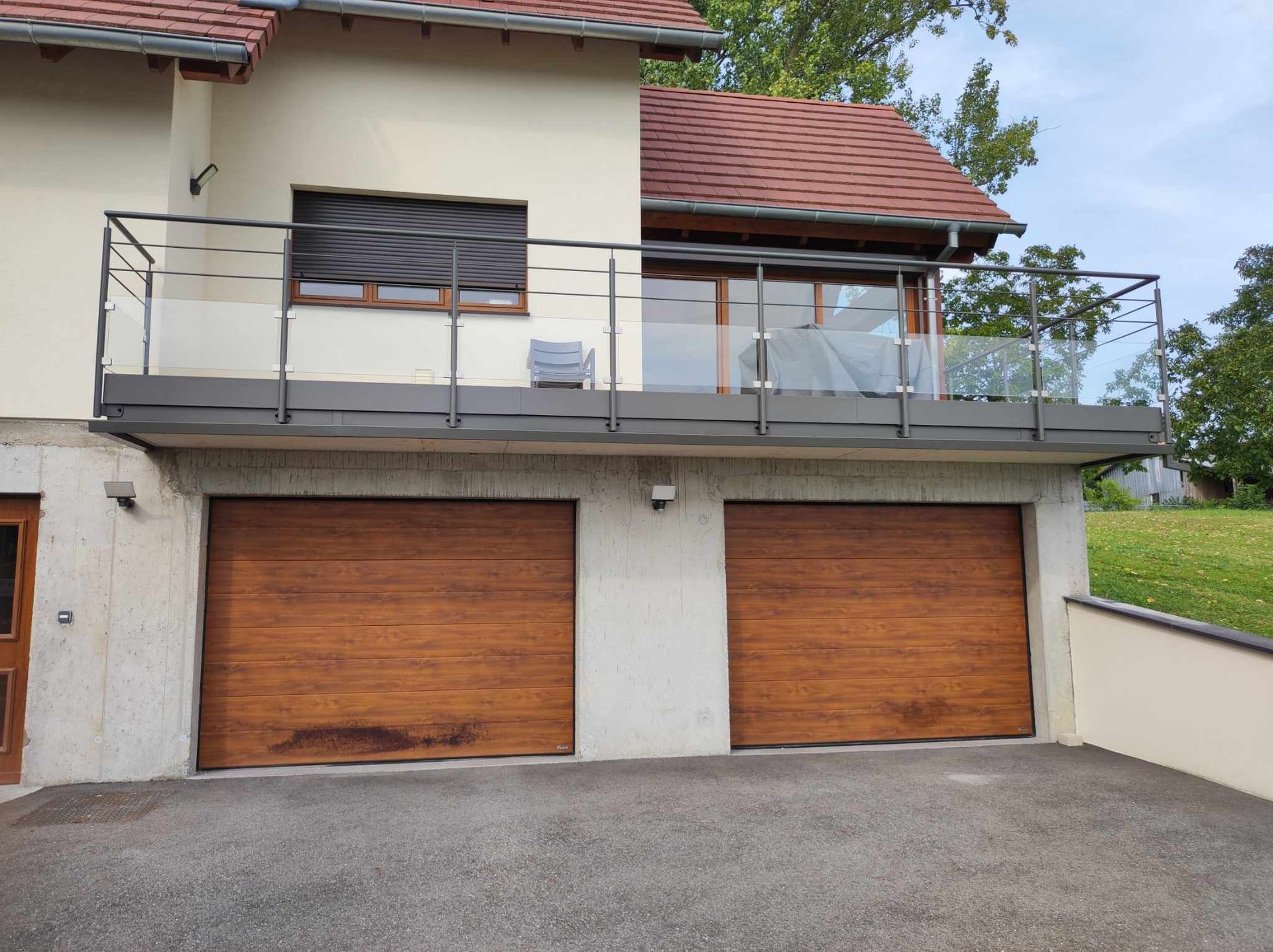 Garde-corps pour terrasse au dessus d'un garage