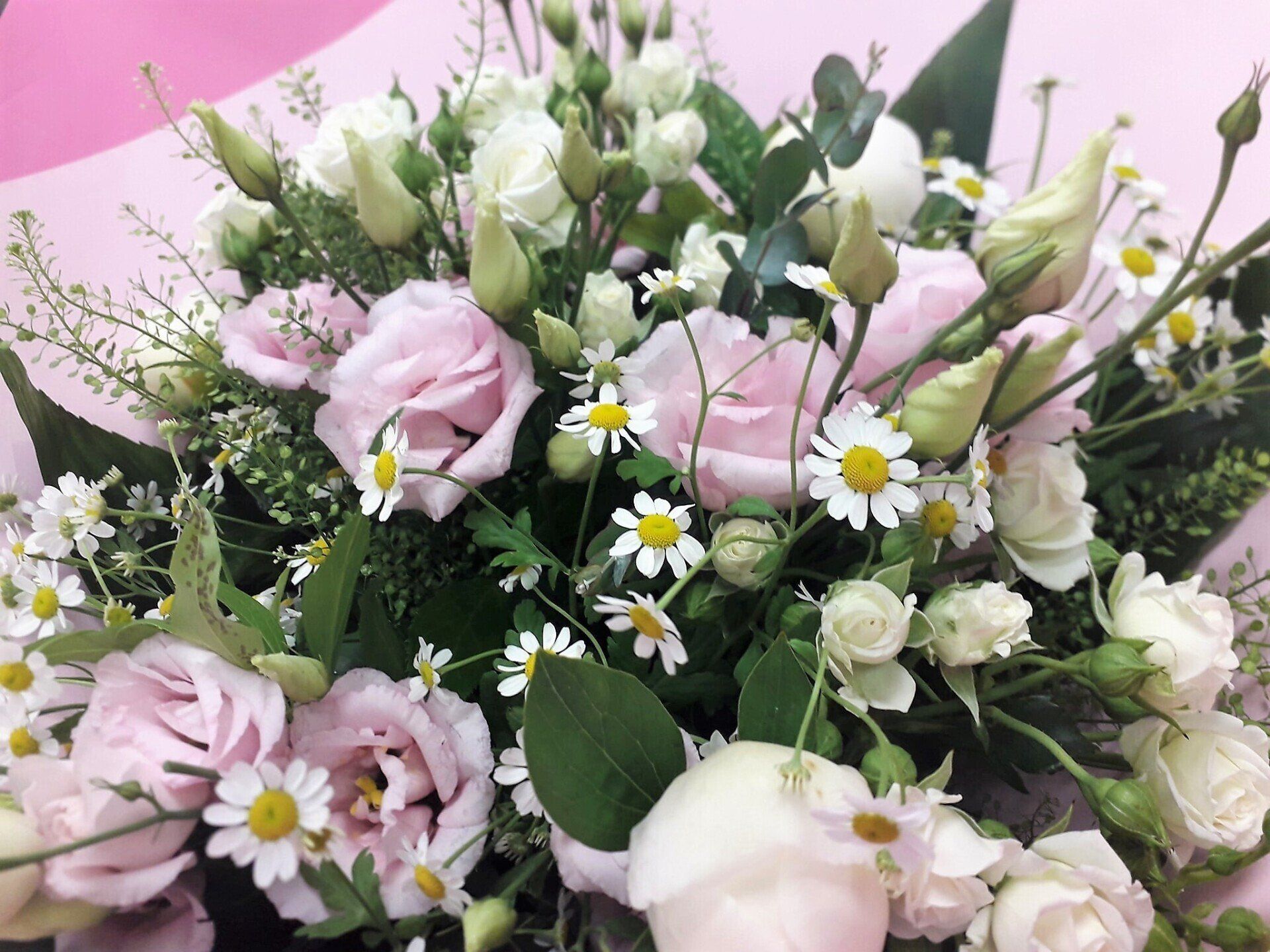 Composition florale avec des paquerettes