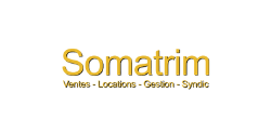 A gold somatrim logo on a white background