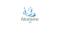 A logo for a notaire with a blue silhouette of a person.