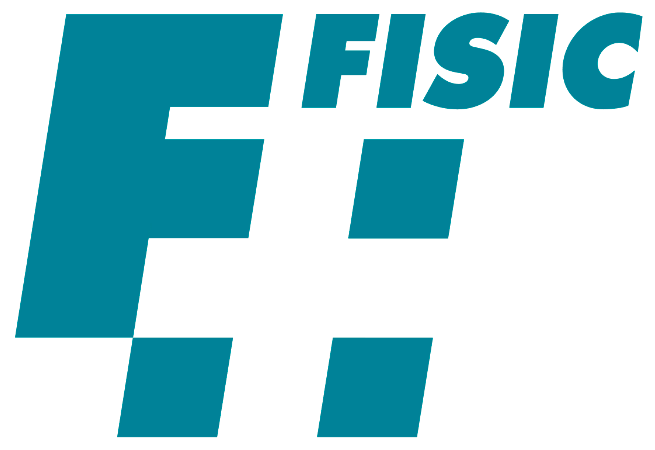 Un logotipo azul y blanco para física con un patrón de cuadros.
