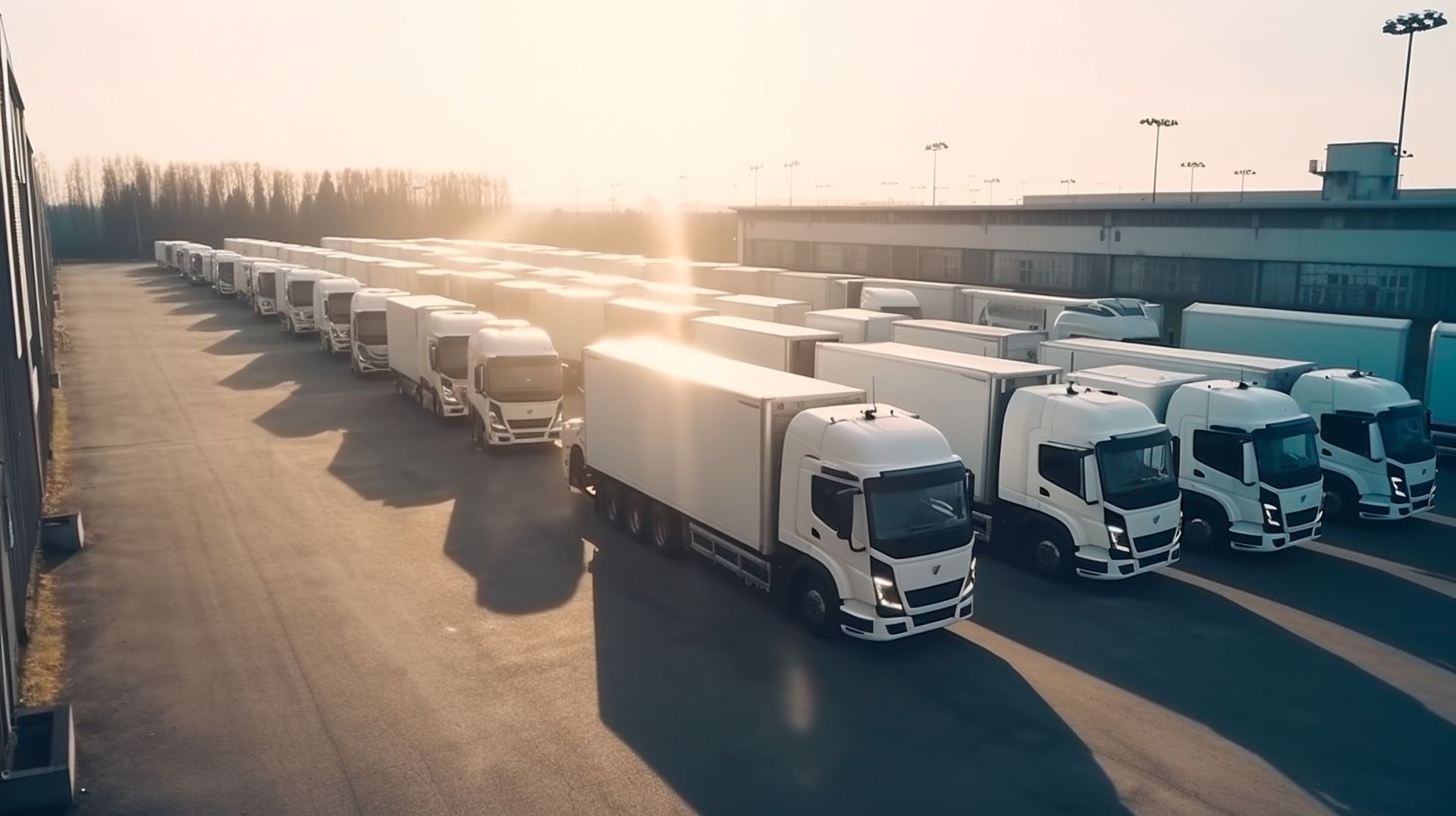 Flotte de camions blancs