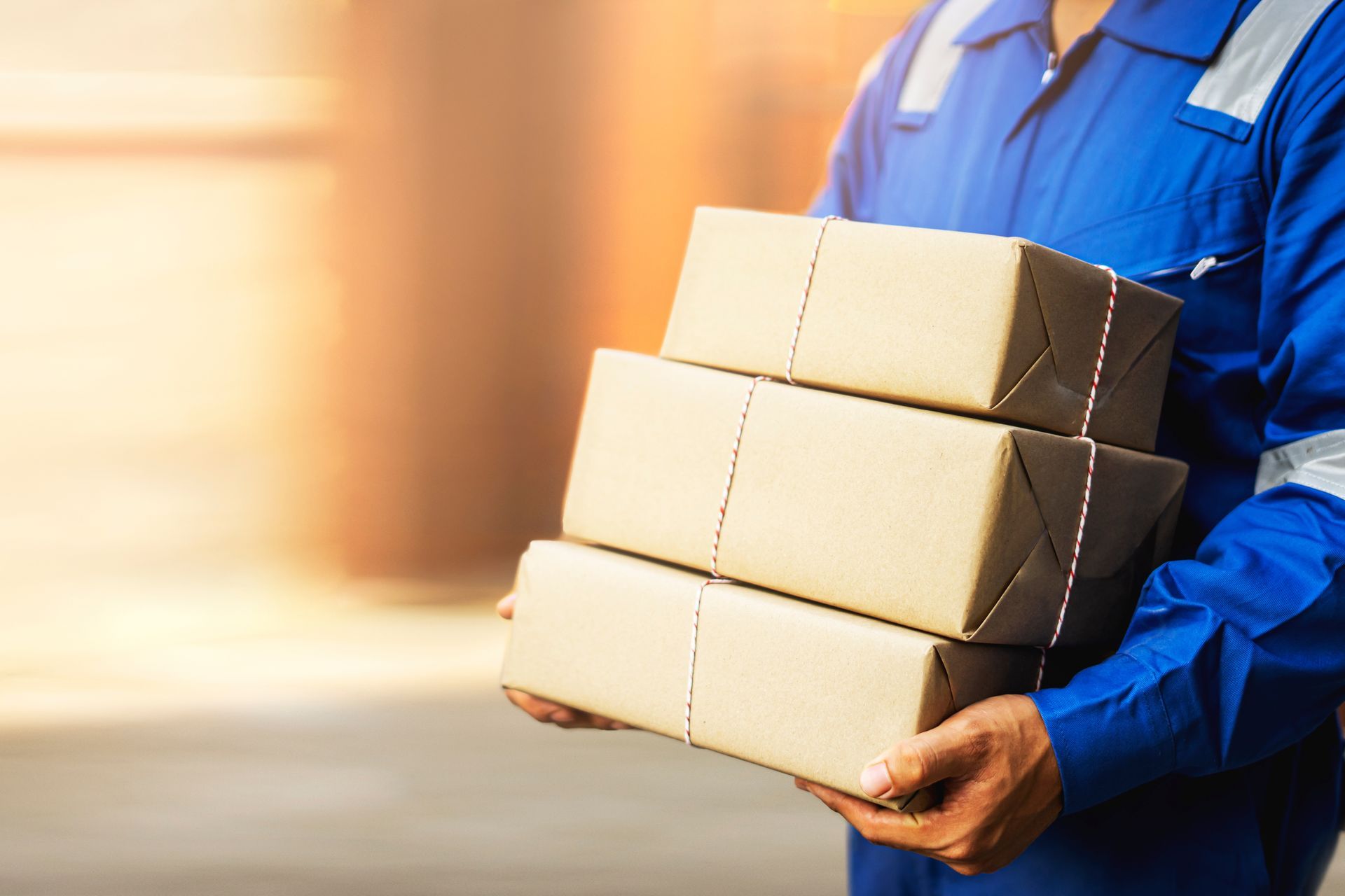 Colis tenus par un livreur