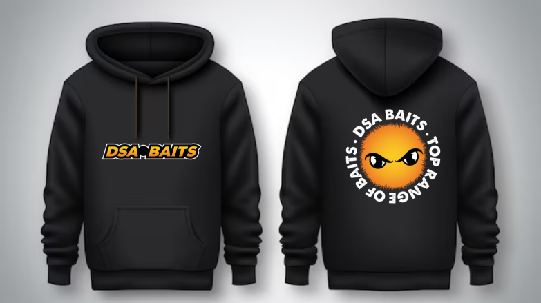 Una sudadera negra con capucha que dice "dsa baits"