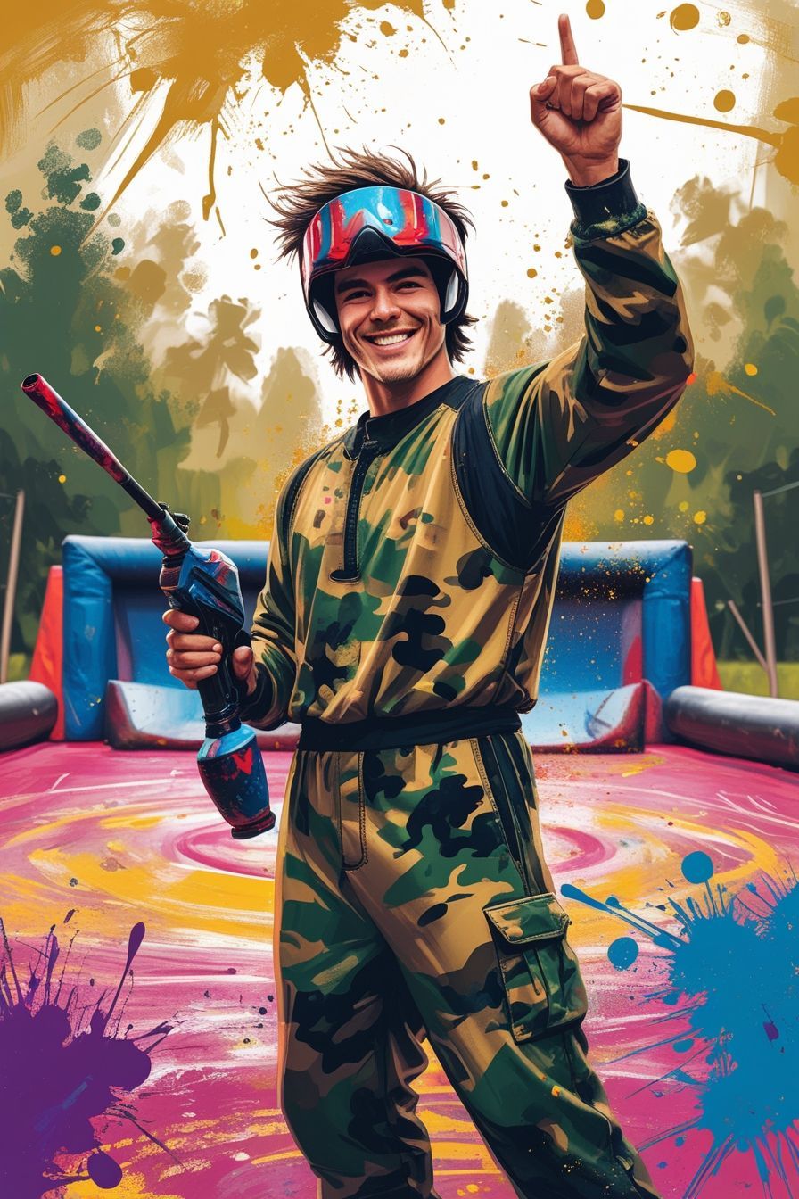 
Deux hommes faisant du paintball