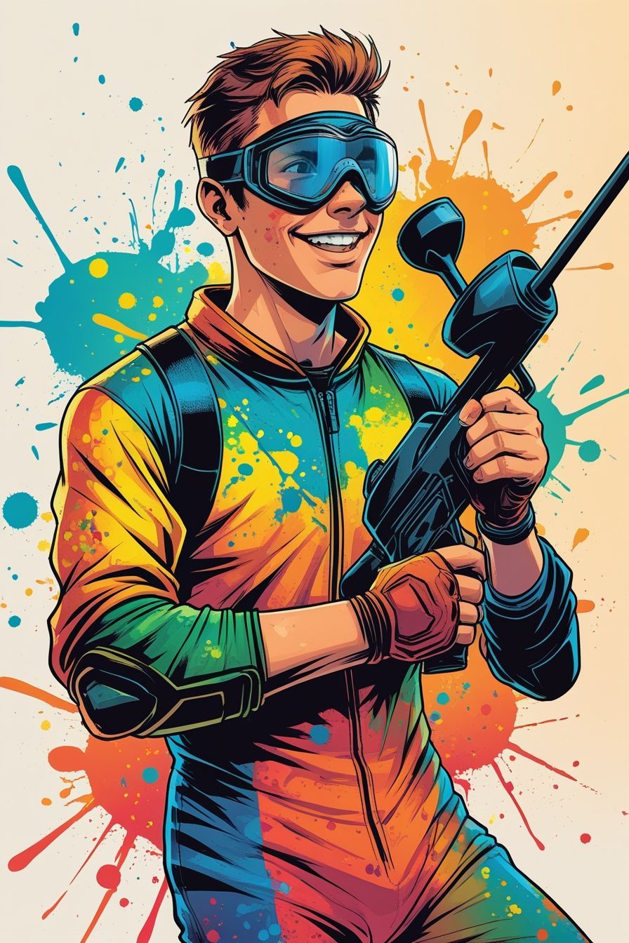 Un homme avec une arme de paintball