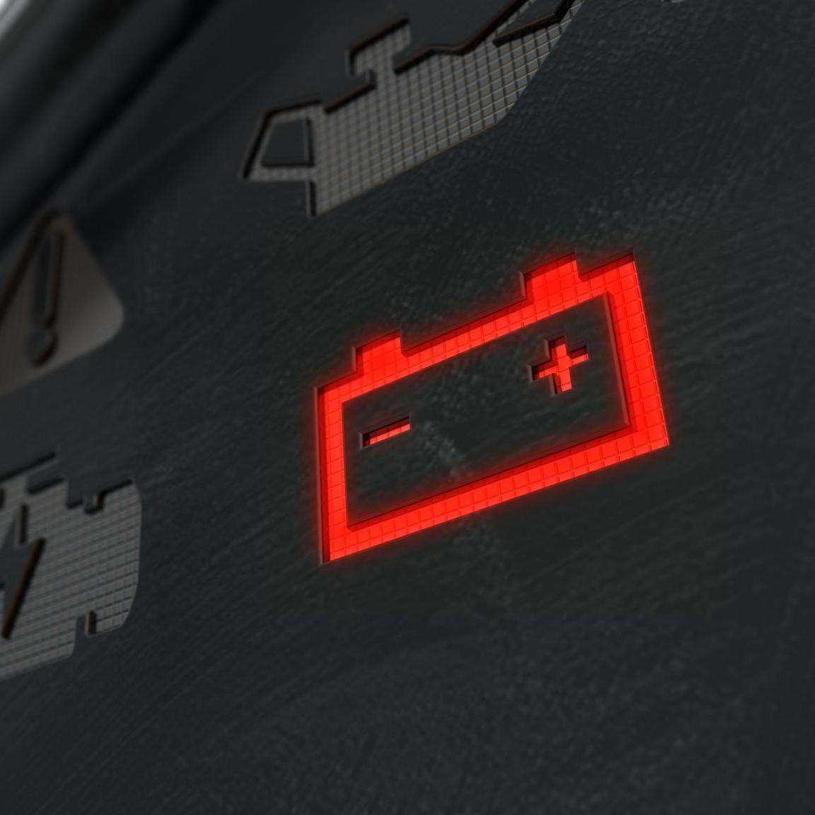 Témoin d'avertissement de batterie rouge sur le tableau de bord d'une voiture.
