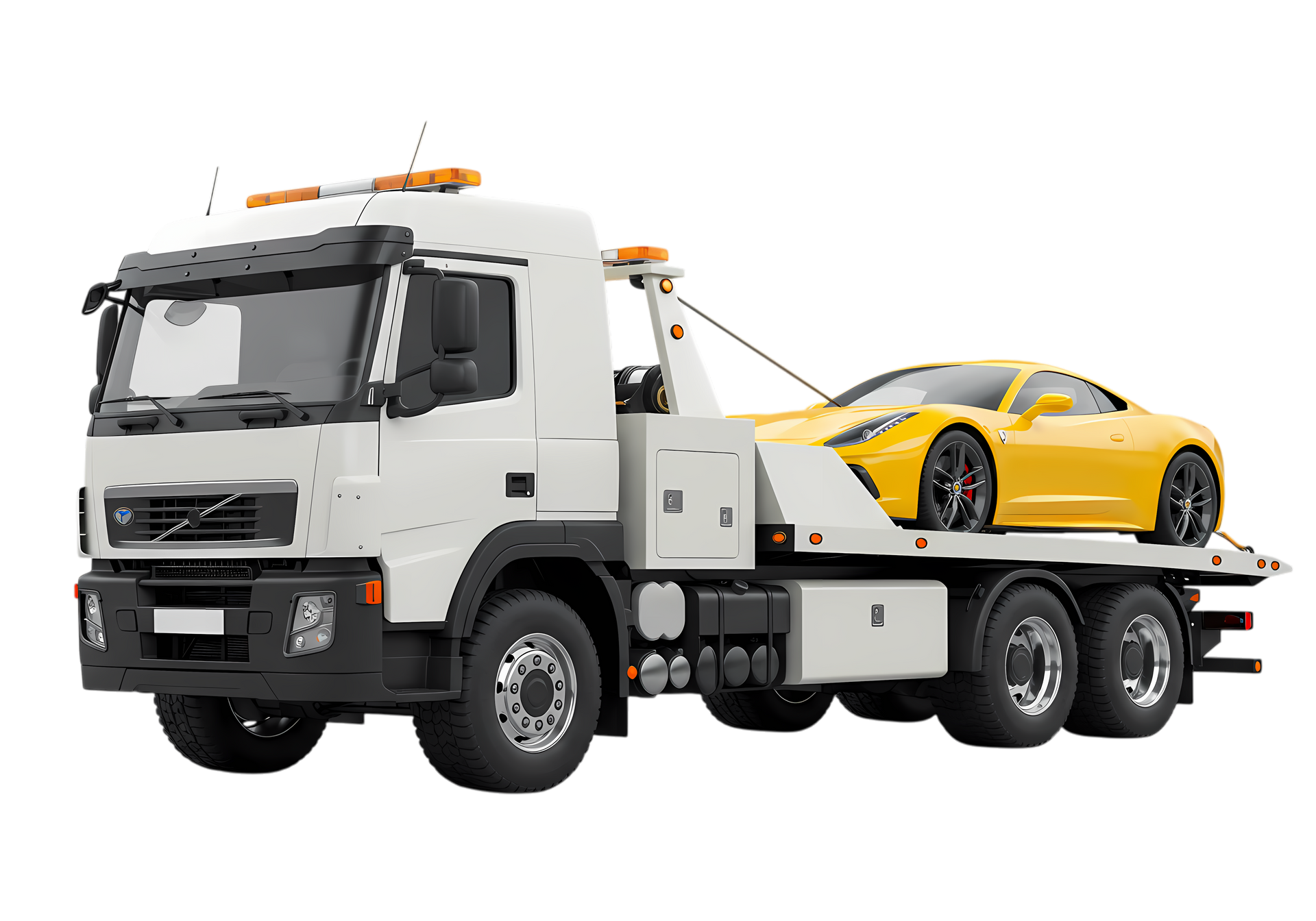 Dépanneuse tirant une voiture de sport