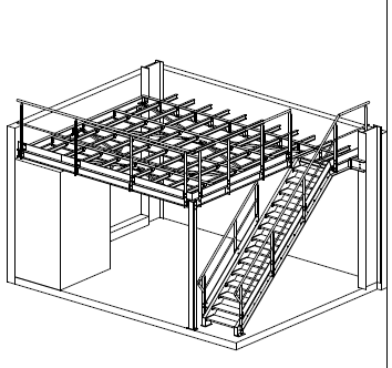 Plan d'une mezzanines fait en métal